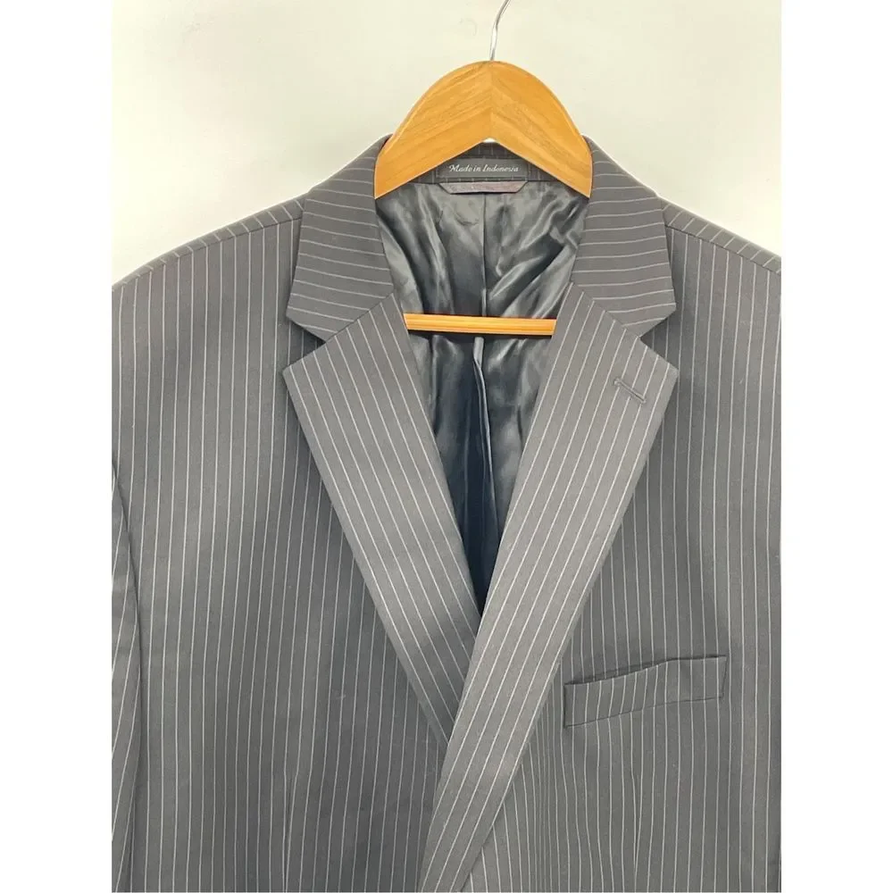 Lauren Ralph Lauren Blazer Sport‎ Coat Suit Jacket Men 52 R Black Striped Wool